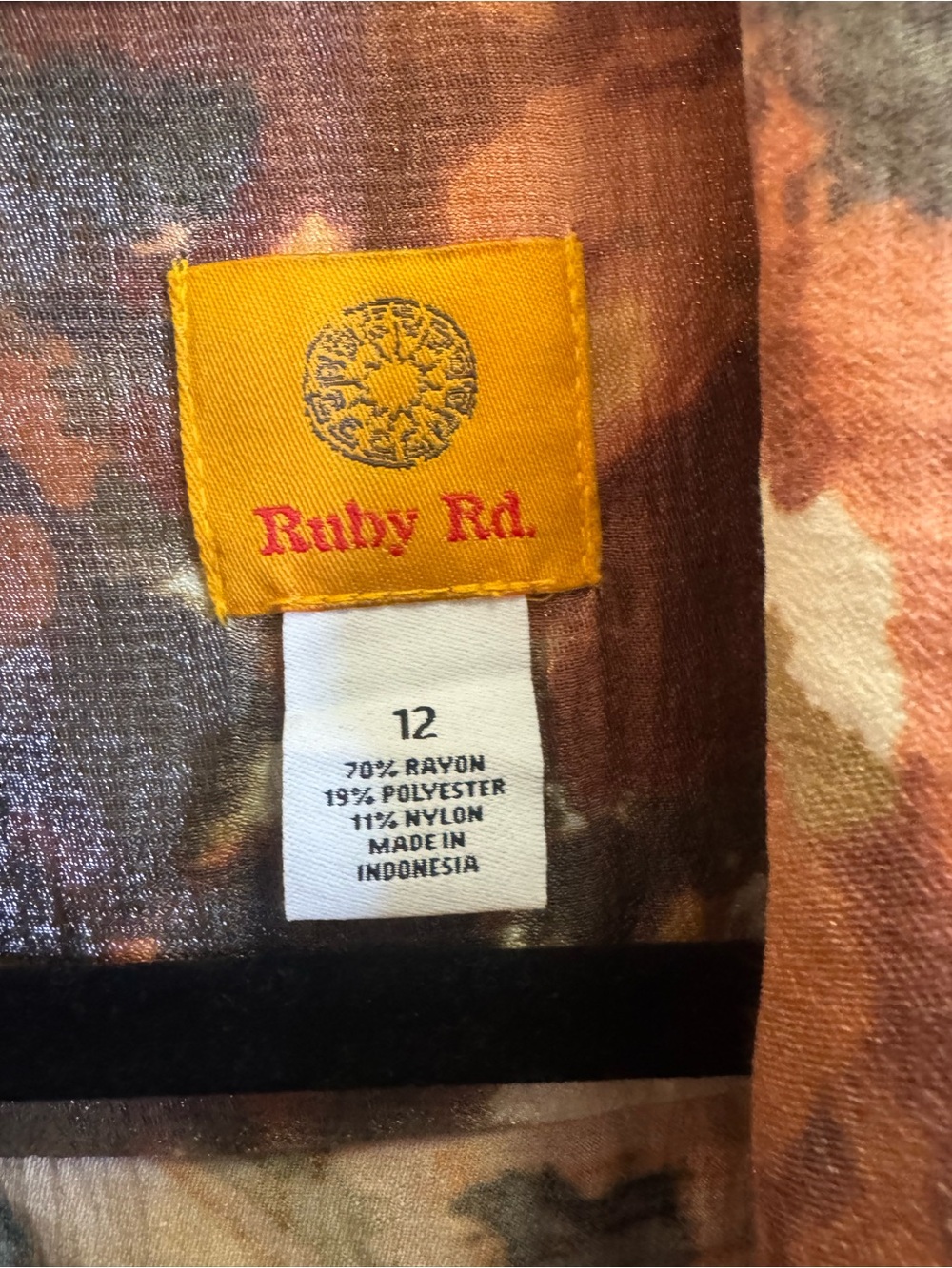 Ruby Rd. Coper and Brown/Multi-Color Abstract Bomber Jacket - Picture 2 of 4